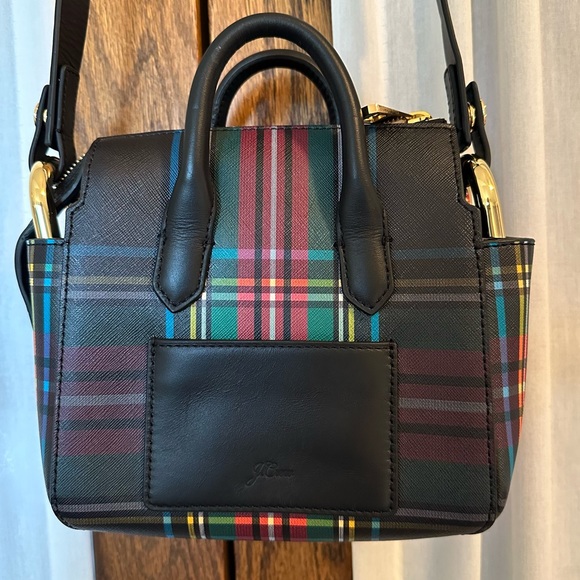 J. Crew Black Stewart Plaid Harper Mini Convertible Crossbody Satchel Bag - Picture 5 of 16